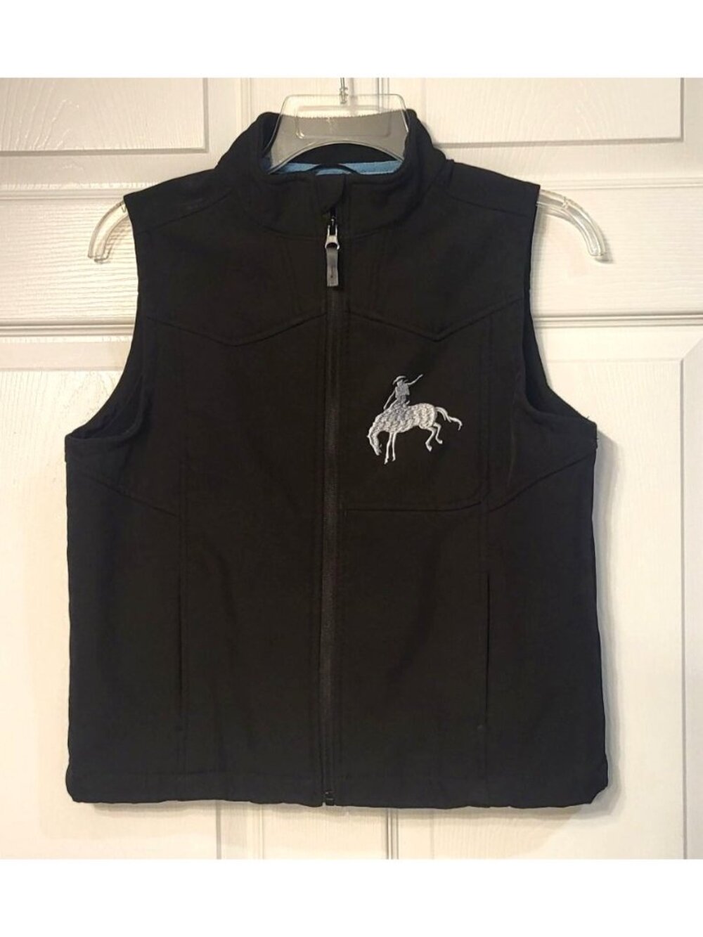 Boys Cody James Rodeo Embroidered Black Western Softshell Vest XL Full Zip